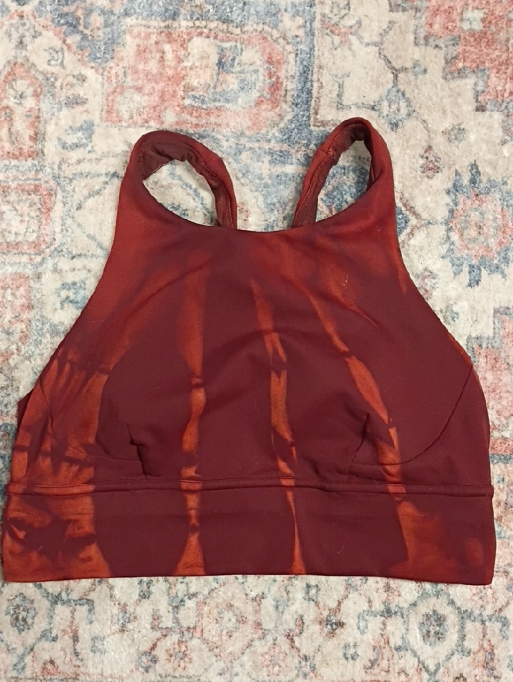 lululemon athletica High-Neck Tie-Dye Sports Bra — Maroon & Rust